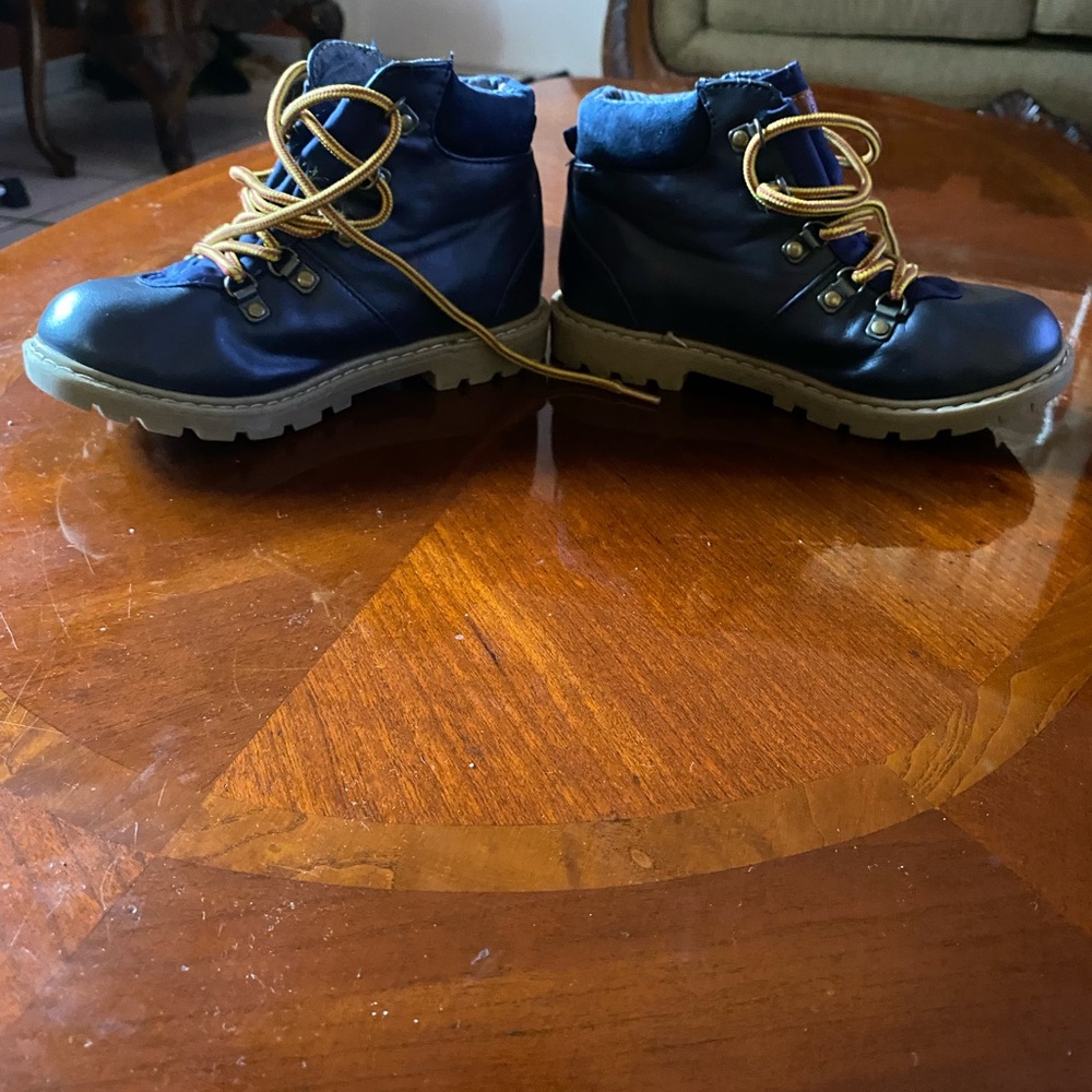Tommy Hilfiger Navy and Tan Kids Boots